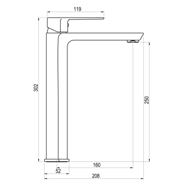 Grifo de lavabo Aroha Galindo croquis 5