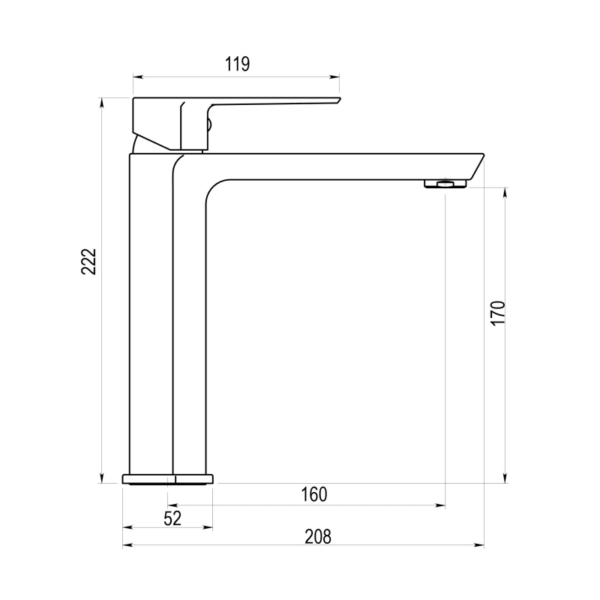 Grifo de lavabo Aroha Galindo croquis 2