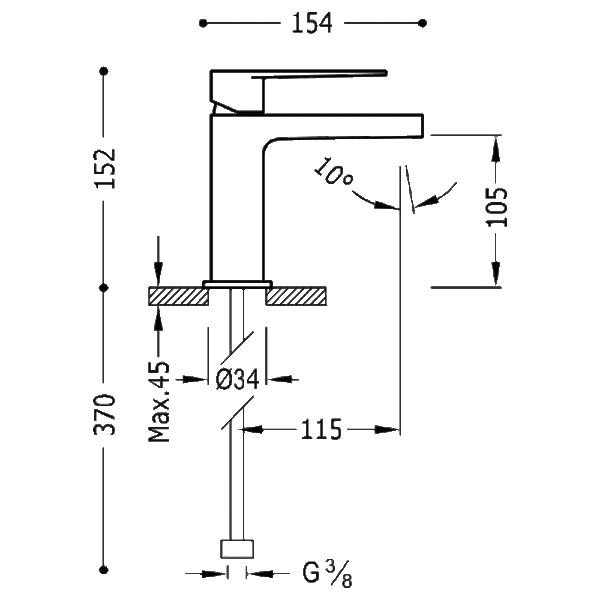 Grifo de lavabo Class Tres croquis 2