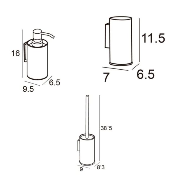 Conjunto accesorios de baño Eco Manillons Torrent croquis 4