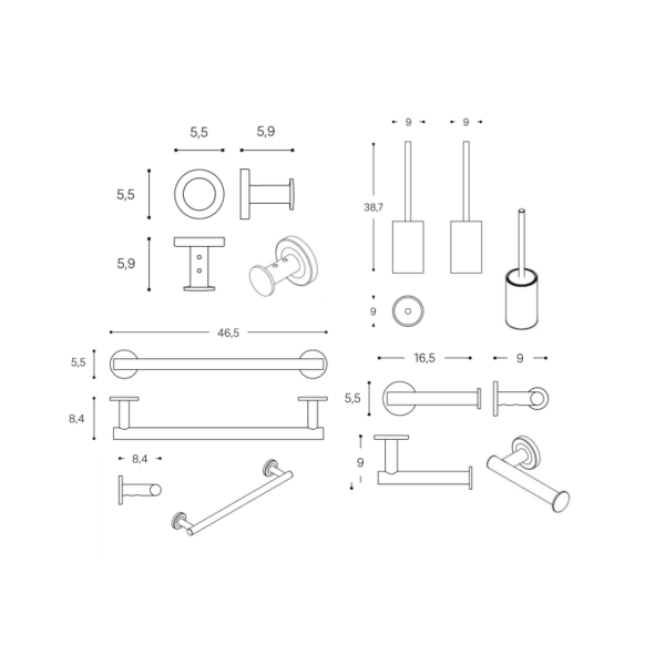 Conjunto de accesorios de baño Architect S+ Cosmic croquis 5