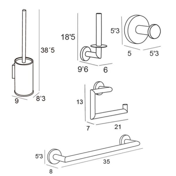 Conjunto accesorios de baño Eco Manillons Torrent croquis 6