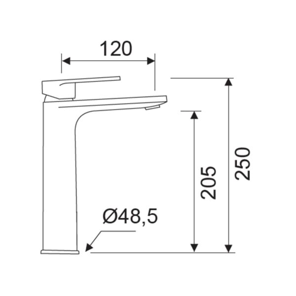 Grifo de lavabo Aura Lluvibath croquis 3
