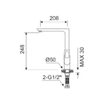 Grifo de cocina Bass Lluvibath croquis 1