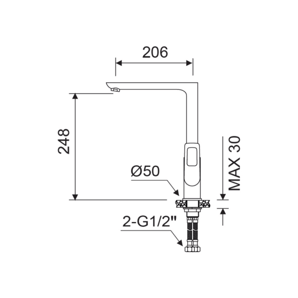 Grifo de cocina Bass Lluvibath croquis 1