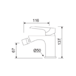 Grifo de bidé Dann Lluvibath croquis 2