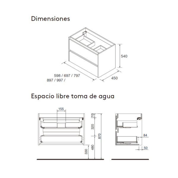 Conjunto mueble de baño Noja Salgar croquis 28