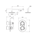 Conjunto de ducha empotrado Zeus Lluvibath croquis 2