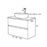 Conjunto mueble de baño con lavabo sobre encimera Glass Line Sanchís croquis 4