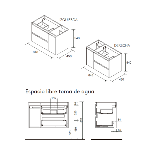 Conjunto mueble de baño Noja Salgar croquis 10