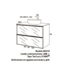 Conjunto mueble de baño frente de rejilla con encimera Koba Sanchís croquis 2