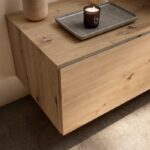Mueble de baño con encimera de madera 10 cm de altura con cajonera Nomad monocolor Visobath detalle 6