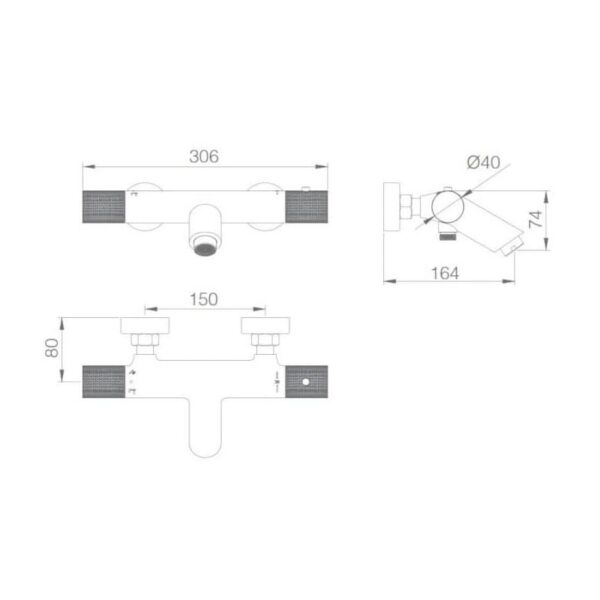Grifo de ducha y baño empotrado Line Imex croquis 14