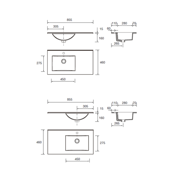 Conjunto mueble de baño Noja Salgar croquis 11