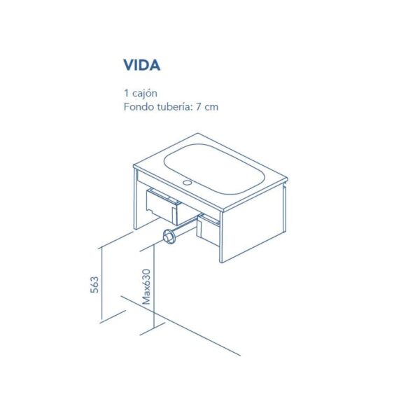 Mueble de baño con encimera de madera Vida Royo croquis 4