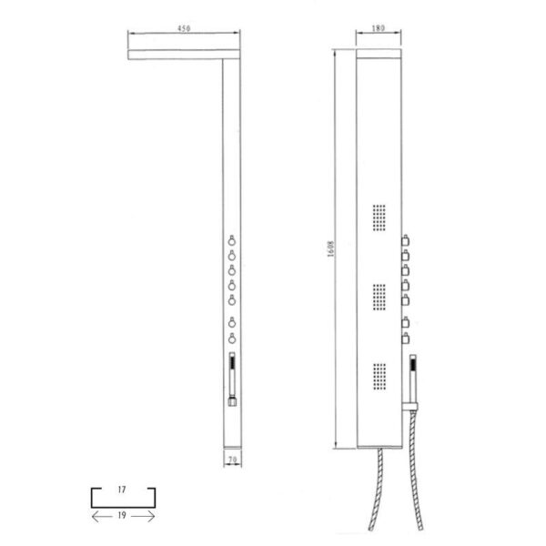 Columna de ducha hidromasaje Niagara GME croquis 1