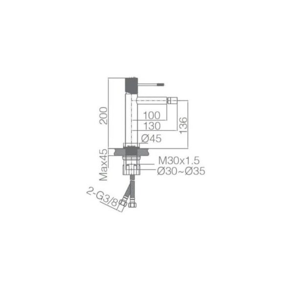 Grifo de bidé Line Imex croquis 6