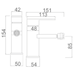 Grifo de bidé Liverpool Imex croquis 1