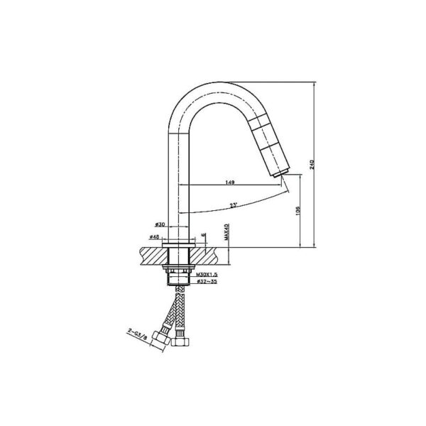 Grifo de lavabo IO GME croquis 2