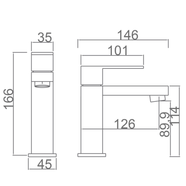 Grifo de lavabo Valencia Imex croquis 3