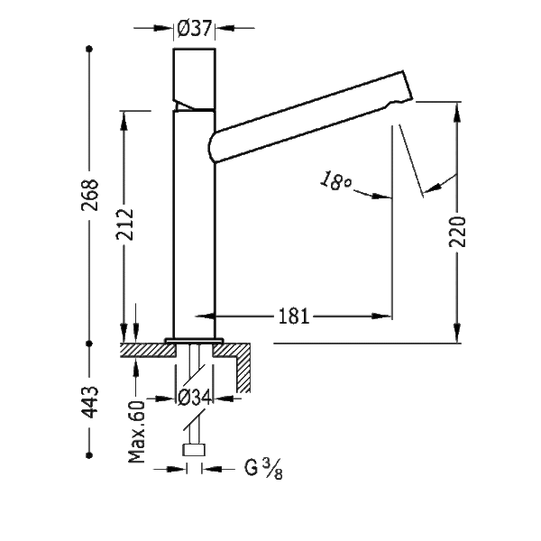 Grifo de lavabo Max Tres croquis 1