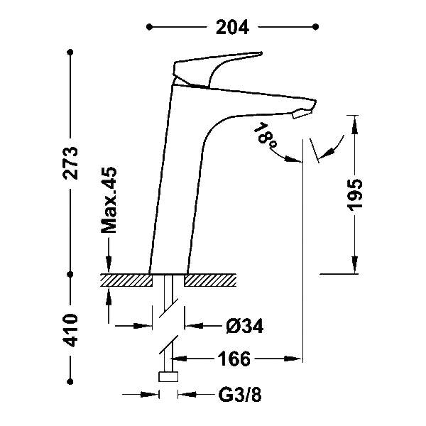 Grifo de lavabo Canigó Tres croquis 1
