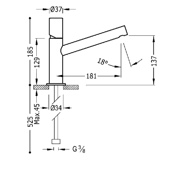 Grifo de lavabo Max Tres croquis 1