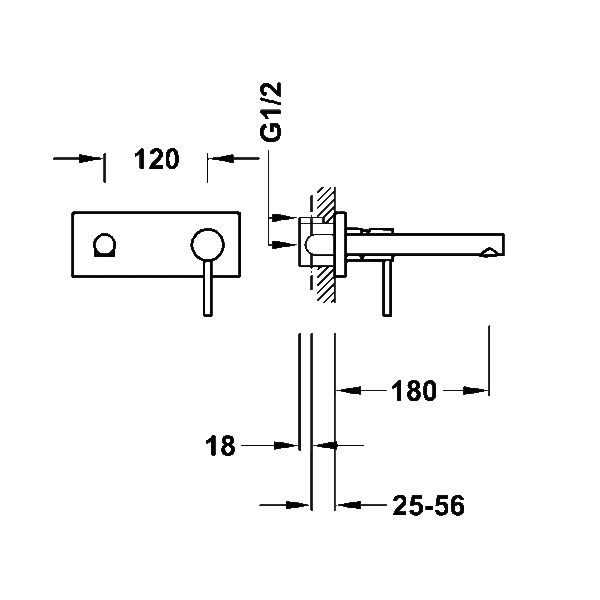 Grifo de lavabo empotrado Max Tres croquis 1