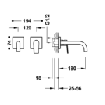 Grifo de lavabo empotrado Project Tres croquis 7