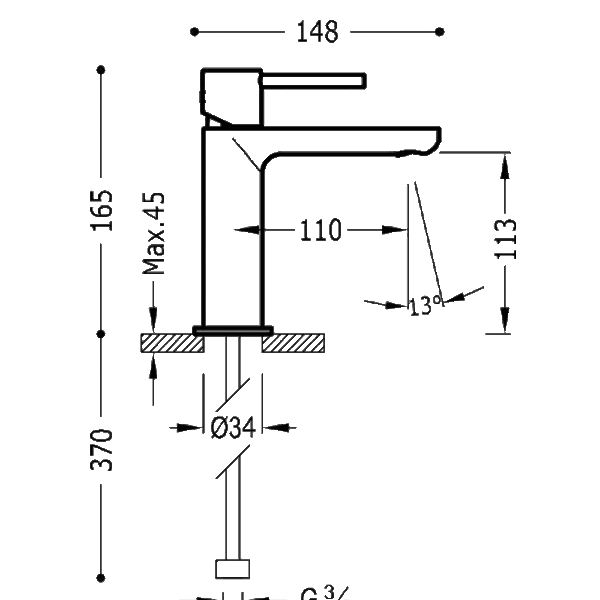 Grifo de lavabo Max Tres croquis 2
