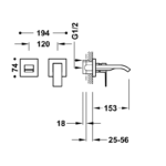 Grifo de lavabo empotrado Cuadro Tres croquis 1