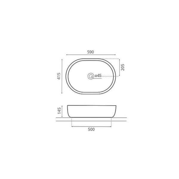 Lavabo sobre encimera Toulouse Bathco croquis 2