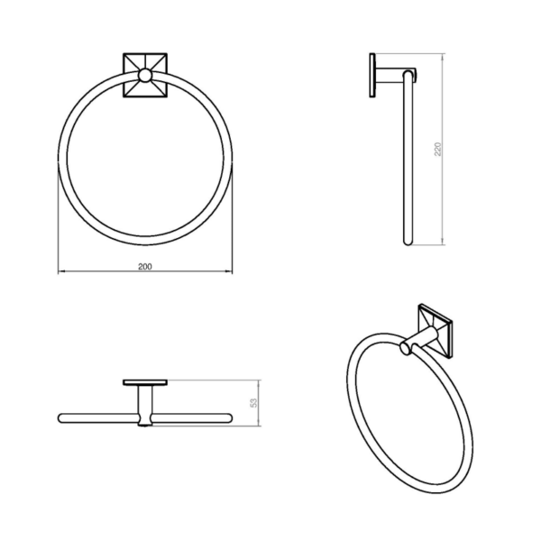 Toallero aro de baño Square Duo Cosmic croquis 2