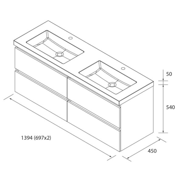 Conjunto mueble de baño Bequia Salgar croquis 7