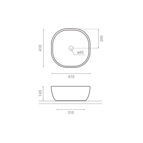 Lavabo sobre encimera Olea 40 Bathco croquis 2