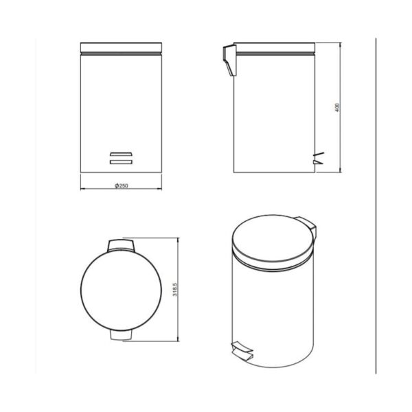 Papelera de baño Architect Cosmic croquis 3
