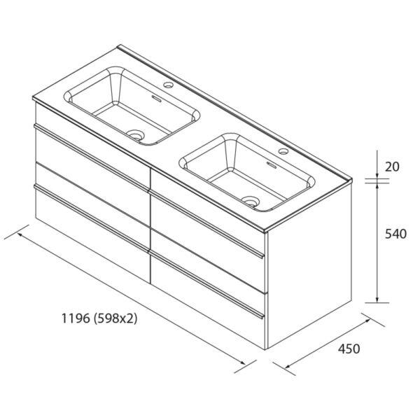Conjunto mueble de baño Born Salgar croquis 6