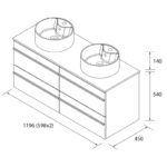 Conjunto mueble de baño con lavabo sobre encimera Born Salgar croquis 5