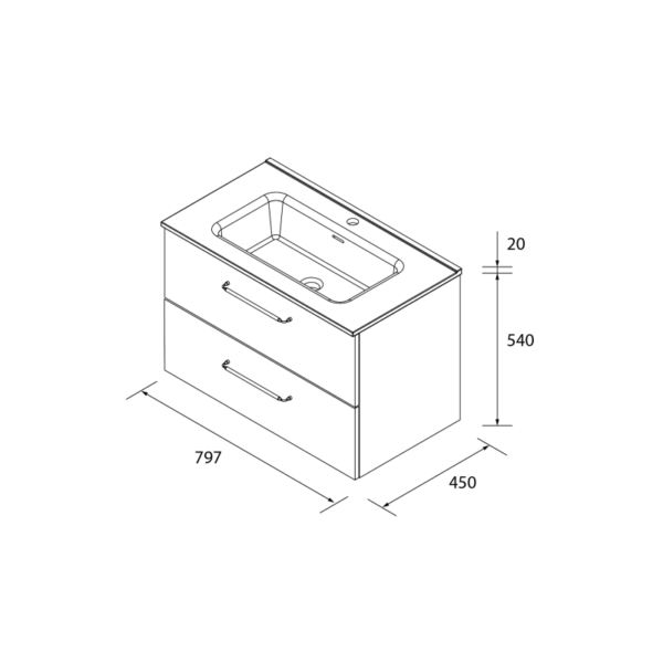 Conjunto mueble de baño Morai Salgar croquis 9