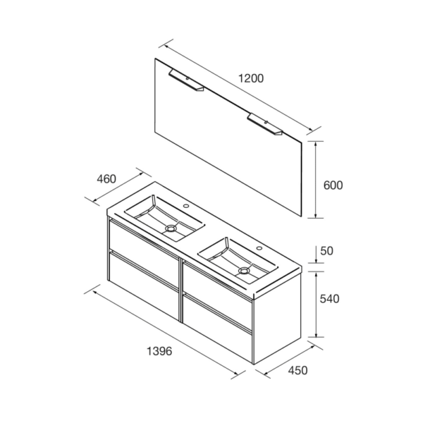 Conjunto mueble de baño Noja Salgar croquis 10