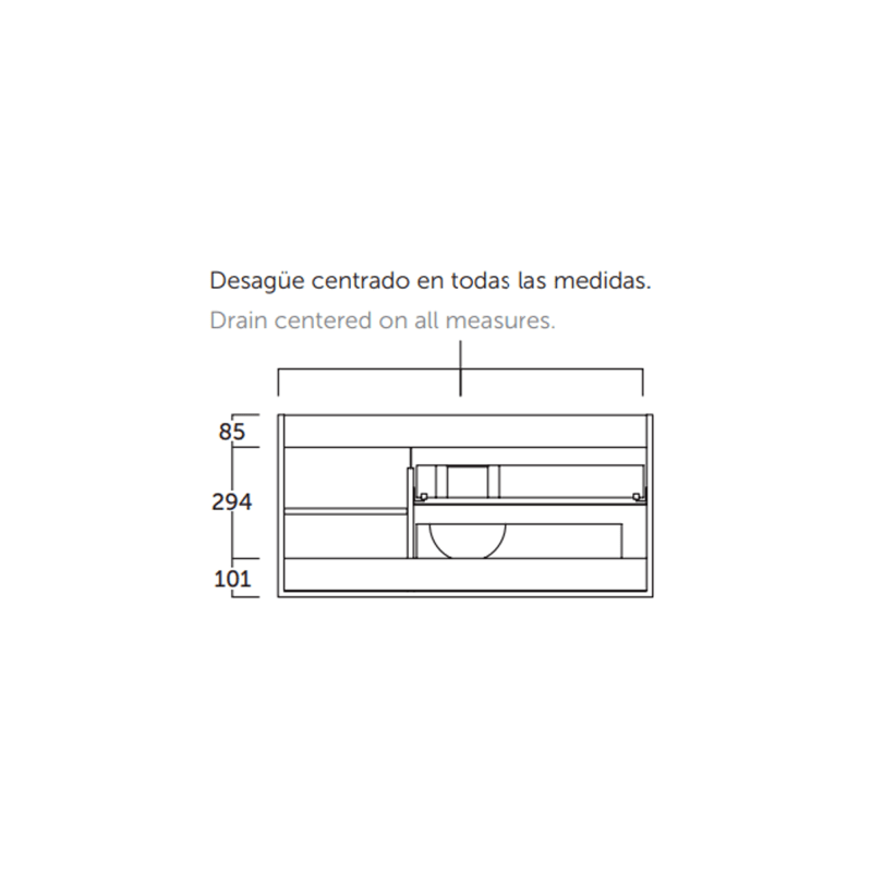 Mueble de baño Oslo con encimera de madera Coycama croquis 2