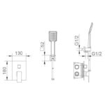 Conjunto de ducha empotrado Sumatra Imex croquis 8