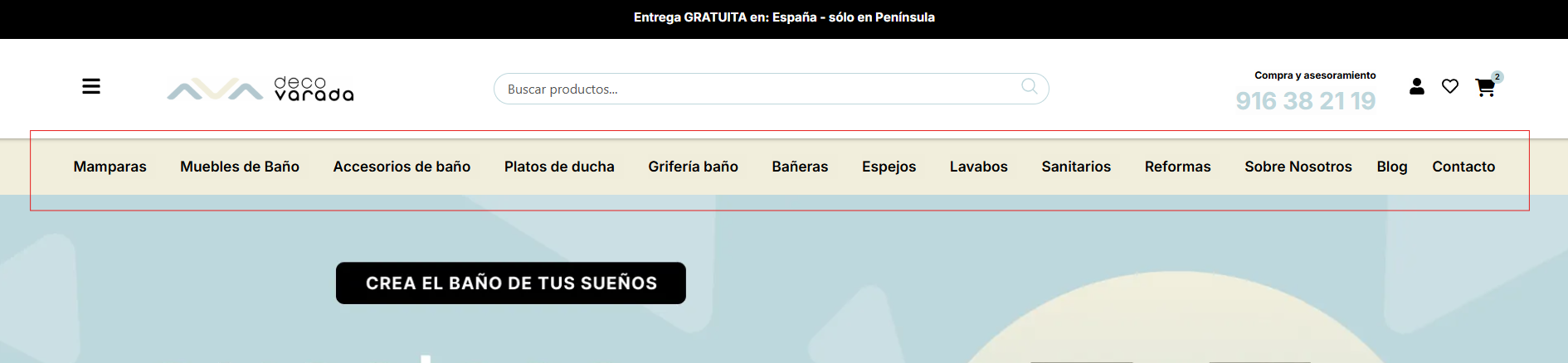 categorias barra superior