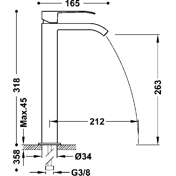 Grifo de lavabo Cuadro Tres croquis 1