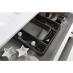 Conjunto mueble de baño con lavabos sobre encimera de microtec Avila Dos Carmen detalle 3