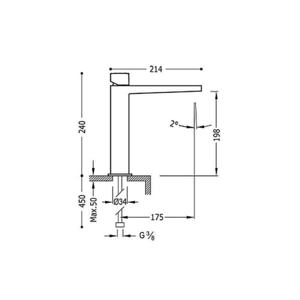 Grifo de lavabo Slim Exclusive Tres croquis 1