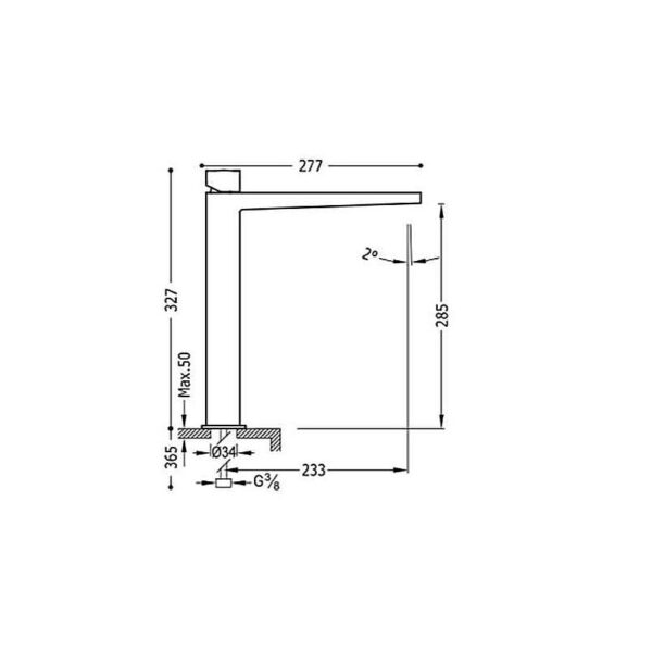 Grifo de lavabo Slim Exclusive Tres croquis 1