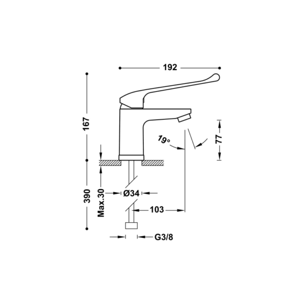 Grifo de lavabo PMR Medical de Tres croquis 1
