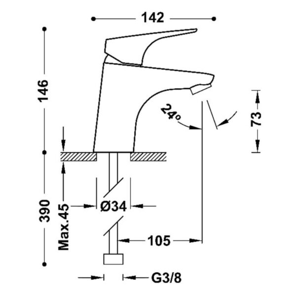 Grifo de lavabo Canigó Tres croquis 1