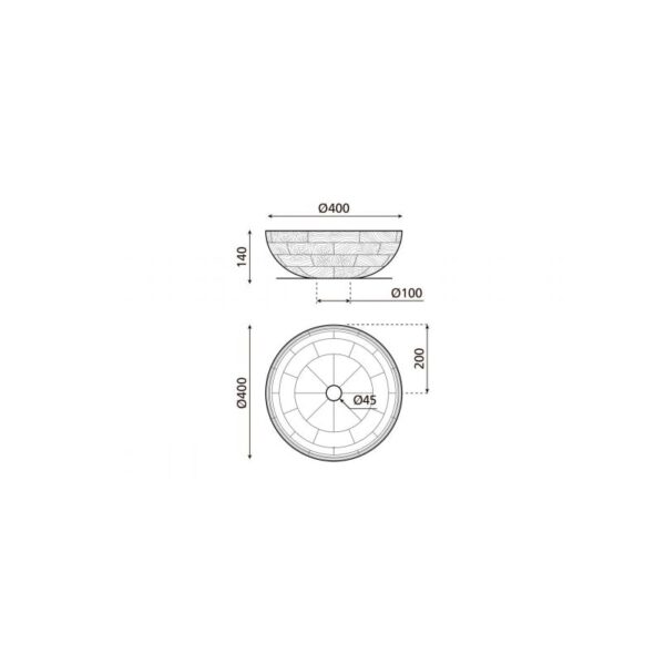 Lavabo sobre encimera Calcuta Bathco croquis 4